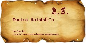 Musics Balabán névjegykártya